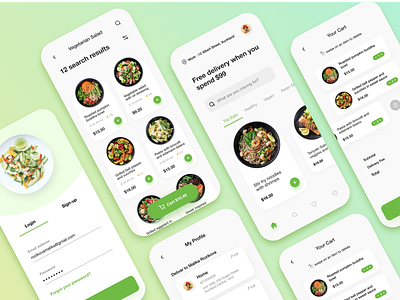 Food Delivery Mobile App delivery food green healthy mobile app mobile ui restaraunt ui ux