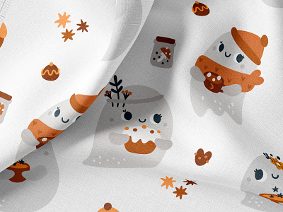 Childish print with cute ghosts for halloween party