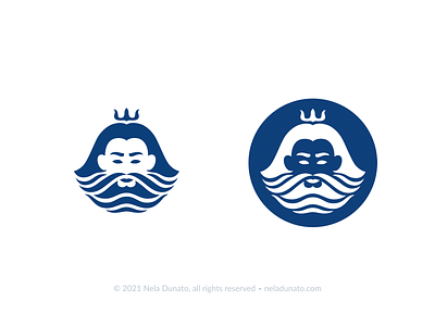 Logo for sale: Poseidon, God of the Sea bearded king bearded man king logo logo logo design nautical naval neptune old king old man poseidon icon poseidon illustration poseidon logo sailing logo sea deity sea god sea king travel logo water deity water god