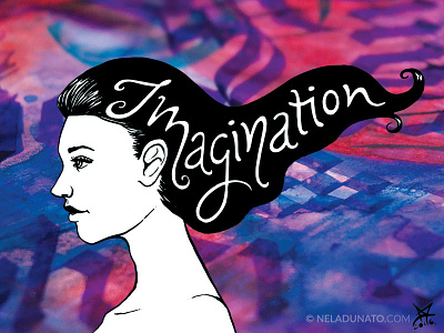 Imagination hand-lettered greeting card colorful feminine fun funky greeting card hand lettered hand lettering lettering mixed media