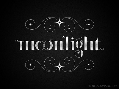 Moonlight hand lettering carolingian elegant gothic hand lettered hand lettering lettering logotype moon moonlight serif silver victorian