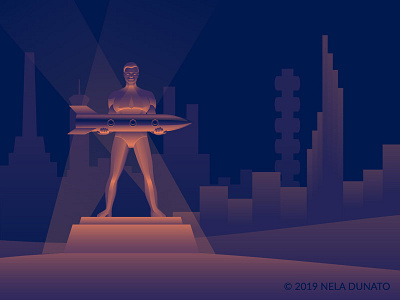 The Shipbuilder convention futurist futuristic illustration retro futuristic retro poster sci fi science fiction scifi statue vector vector art vector illustration