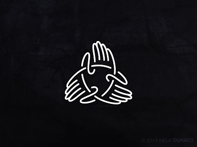 Logo for sale: Interlinked Hands Triquetra Knot brand mark celtic for sale forsale hands knot knotwork logo logo design logo for sale logoforsale meaningful logo monoline logo mystical palm symbol symbolic logo symbolism triquetra