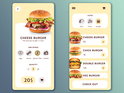 Burger app design mobile app mobile ui ui user experience userexperiencedesign ux web