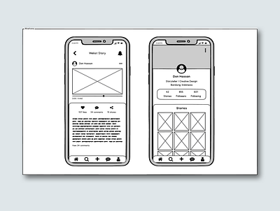 Social Media Stories Sharing - Wireframe app design mobile ui ux app design clean mockup ui uiux ux wireframe