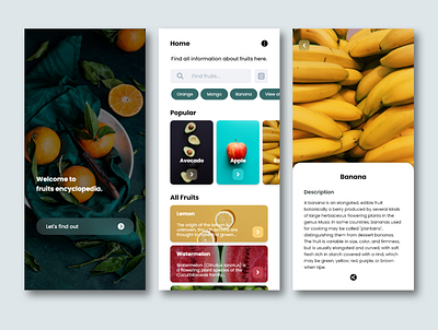 Fruits Encyclopedia - Light Mode app design mobile ui ux app design clean mobile ui ux app design dark ui uidesign uiux ux