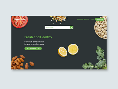 SayurHub Groceries Store - Dark Mode app dark mode design groceries grocery ui uiux ux web web design website