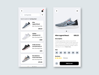 Shoe App Store - Light Mode app design ecommerce mobile mobile app mobile ui mobile ui ux app design clean shoe shoes shoes store ui uidesign uiux ux