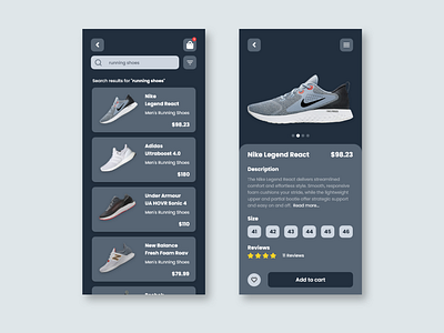 Shoe App Store - Dark Mode