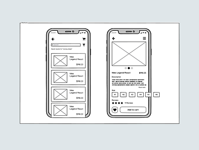 Shoe App Store - Wireframe app design mobile ui uiux ux wireframe wireframing