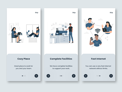 Onboarding Coworking Space - Light Mode app coworking coworking space design mobile mobile app mobile ui ux app design clean onboarding onboarding ui ui uidesign uiux ux