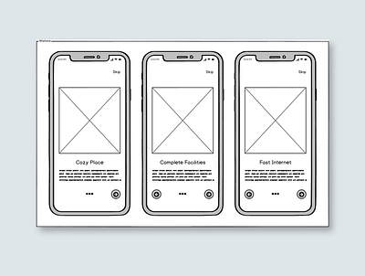 Onboarding Coworking Space - Wireframe app coworking coworking space design mobile ui ux app design clean mockup onboarding onboarding ui uiux ux wireframe wireframe design wireframing