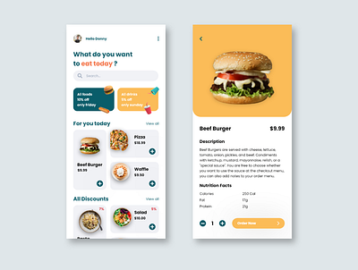 Food Mobile App - Light Mode app delivery design food food and drink mobile mobile app mobile ui ux app design clean ui uidesign uiux ux