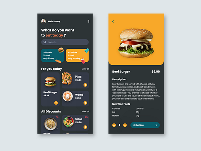 Food Mobile App - Dark Mode