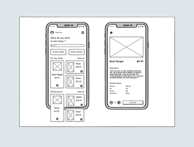 Food Mobile App - Wireframe by uxwelist on Dribbble