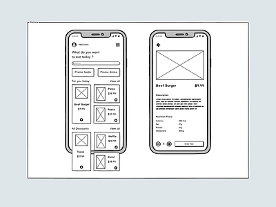 Food Mobile App - Wireframe