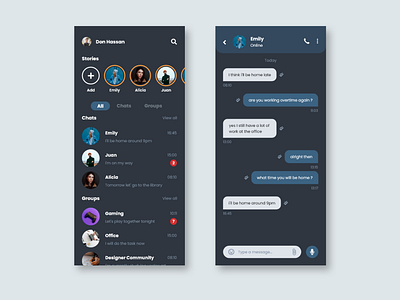 Mobile Chat App - Dark Mode