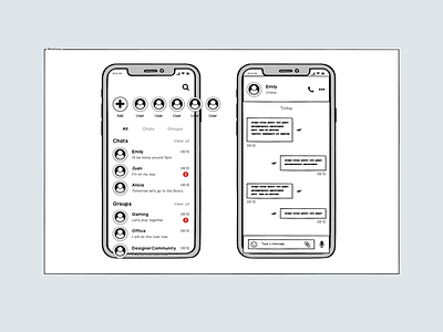 Mobile Chat App - Wireframe