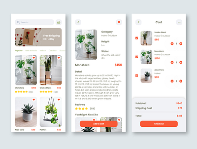 Plant Store Mobile App - Light Mode app design ecommerce ecommerce app mobile mobile app mobile ui mobile ui ux app design clean plant store ui uidesign uiux ux