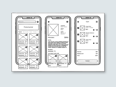 Plant Store Mobile App - Wireframe wireframe wireframe design wireframe kit wireframes wireframing