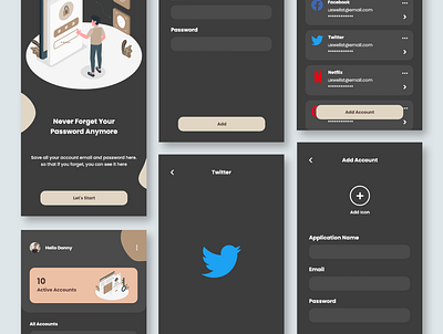 Password Manager - Dark Mode app design mobile mobile app mobile ui ux app design clean mobile ui ux app design dark password password manager uidesign uiux ux