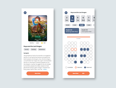 Movie Ticket App - Light Mode app design mobile mobile ui mobile ui ux app design clean movie movie app ticket app ticket booking uidesign uiux ux