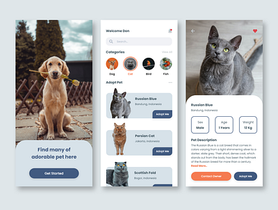 Pet Adoption Mobile App - Light Mode adoption app design mobile mobile app mobile ui ux app design clean pet ui uidesign uiux ux