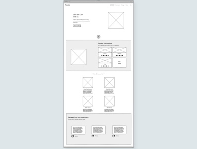 travel agency website wireframe