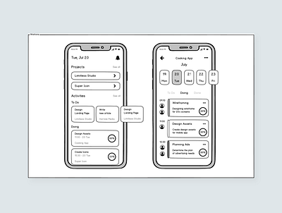 Task Management Mobile app - Wireframe concept app wireframe wireframes wireframing