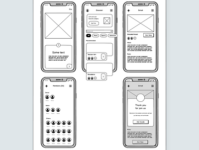 Social Community App - Wireframe concept mockup wireframe wireframes wireframing