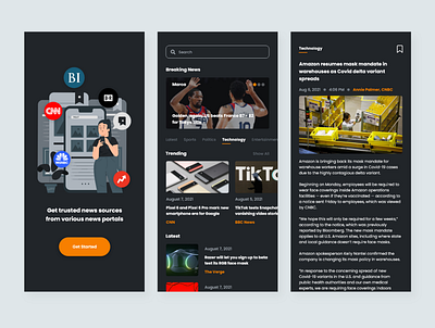 News App - Dark Mode app dark mode design mobile mobile app mobile dark mobile news mobile ui mobile ui ux app design clean news news app news ui ui uidesign uiux ux