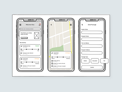 Shipping Services App - Wireframe concept wireframe wireframes wireframing