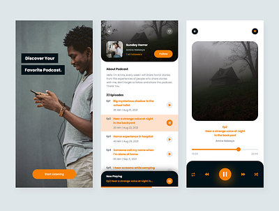 Podcast App app design mobile mobile app mobile ui ux app design clean podcast podcast app podcast streaming ui uidesign uiux ux