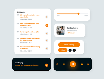 UI Component Podcast App app component design mobile ui ux app design clean ui uiux ui component ux