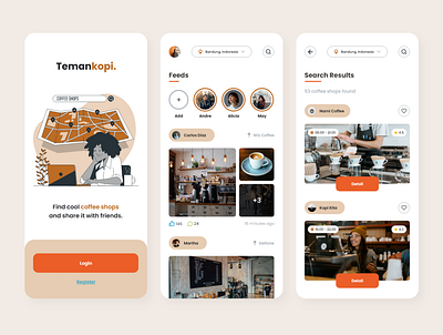 Social Media Coffee Shop Mobile App app coffee coffee shop design mobile mobile app mobile ui ux app design clean shop social social media ui uiux ux