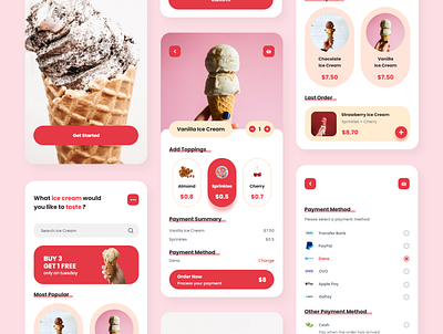 Ice Cream Mobile App app design food food app ice cream mobile mobile app mobile ui ux app design clean ui uidesign uiux ux