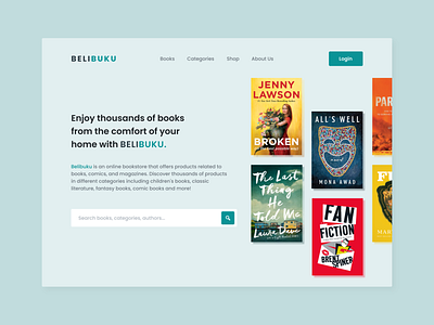 Bookstore Website : BELIBUKU Landing Page app book books bookstore design ecommerce landing page mobile ui ux app design clean online store ui uidesign uiux ux web web design