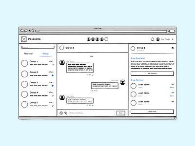 Desktop Messenger Wireframe