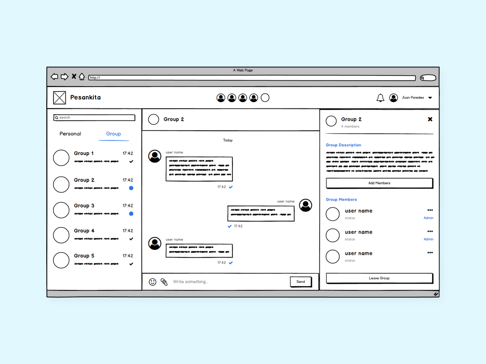 Desktop Messenger Wireframe by uxwelist on Dribbble