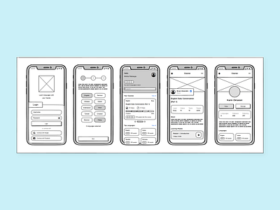 Languages Learning App Wireframe concept lowfidelity wireframe wireframes wireframing