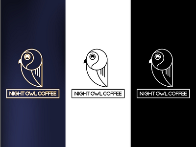 Night Owl Coffee animal bird brand coffee glow line art logo moon owl slim joe