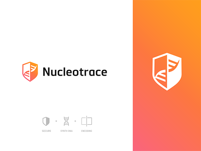 Nucleotrace brand concept branding dna gradient logo science secure shield vector