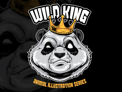 Panda King - Logo Vector Illustration animal crown cute esportlogo illustration king logo panda tshirt