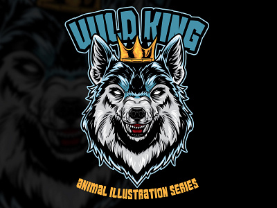 Wolf King - Logo Vector Illustration animal animal logo king logodesign tshirtdesign wild animal wolf