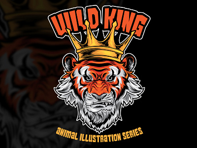 Tiger King - Logo Vector Illustration animal animal logo crown esport gaming logo illustration logo tiger logo tiger mascot tshirtdesign wild animal