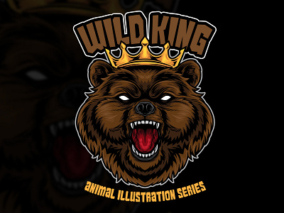 Bear King - Logo Vector Illustration animal logo bear logo crown esport gaming logo illustration king tshirt design wild animal wildlife