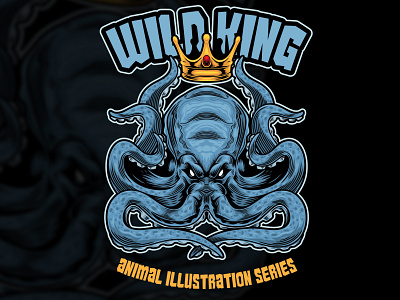 Octopus King - Logo Vector Illustration animal animal logo crown gaming logo illustration king logo monster ocean octopus octopus logo seaking tshirt design tshirtdesign wild animal