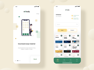 eStudy : E Learning App UI Design app app design application design education elearning home page home screen iphone minimal ui ui ux user experience user interface ux walkthrough