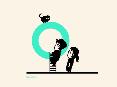 The cat on a circle animal character circle design gestalt graphic design illustration