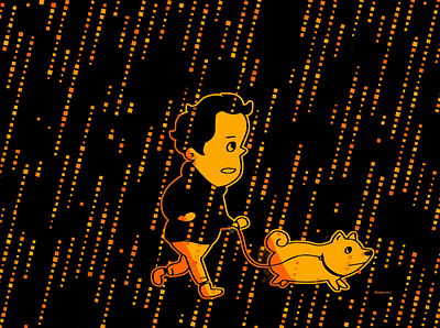 Digital raining animal design dog generative generativeart gestalt graphic graphic design illustration man rain